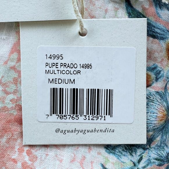 NWT AGUA by Agua Bendita Pupe Prado Floral Applique 100% Linen Mini Dress Size M - Picture 13 of 16